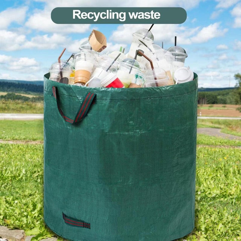 Pilntons 4 Pack 137 Gallons Reusable Yard Waste Bags with Double Bottom Layer Extra Large Leaf Lawn Bags Reusable Heavy Duty With 4 Reinforced Handles Garden waste Bags for Debris Grass Clipping - Image 5